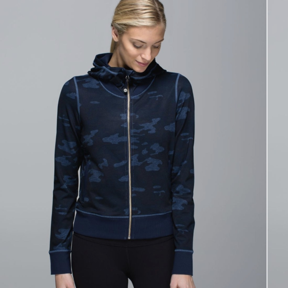 Lululemon Namaskar Hoodie Heathered Texture Lotus Camo Oil Slick Blue / Inkwell